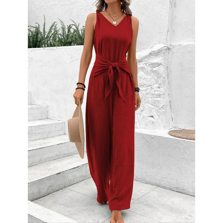 Solid Color Tie-Wrap Shapewear Bodysuit
