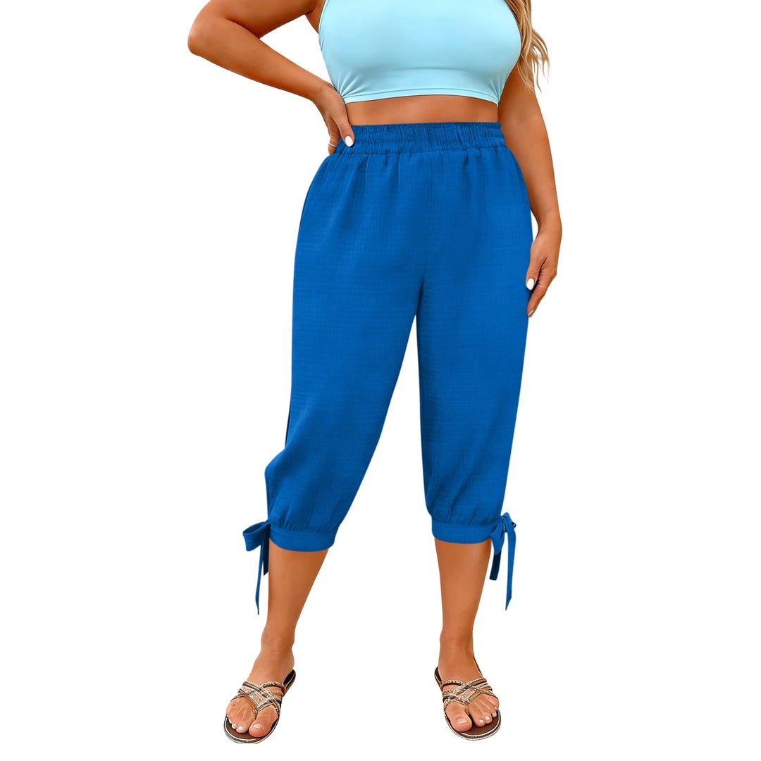 Slit tie-up cropped casual pants
