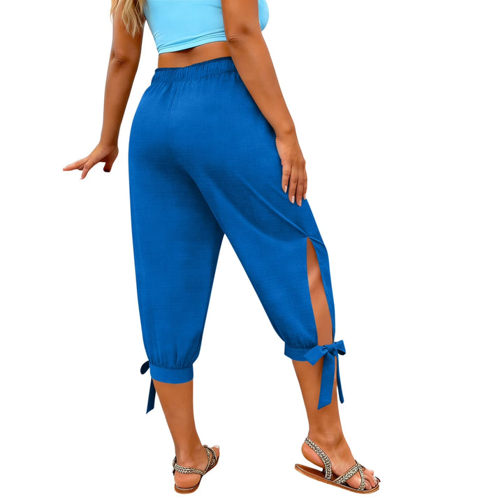 Slit tie-up cropped casual pants