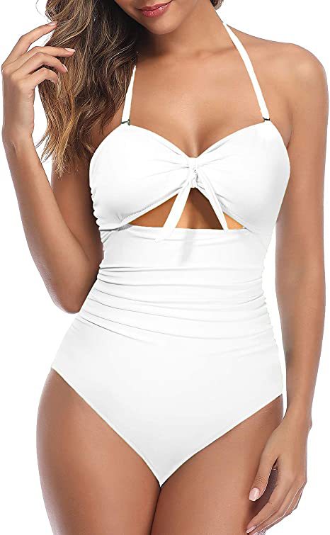 Tummy Tuck High Waist Hollow Out One-piece Swimsuit