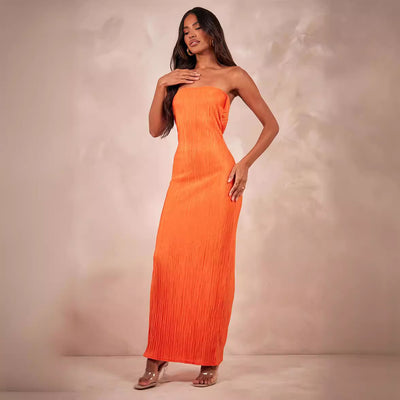 Printed Pressure Pleated Slim Bow Long Skirt