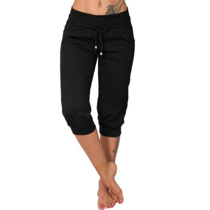 High-waisted drawstring pocket sweatpants