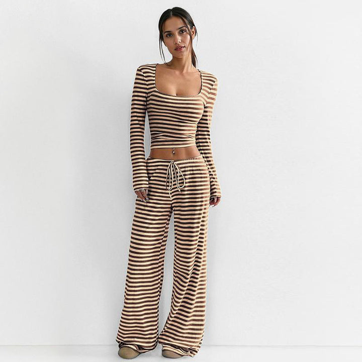 Striped slim-fit fashion suit