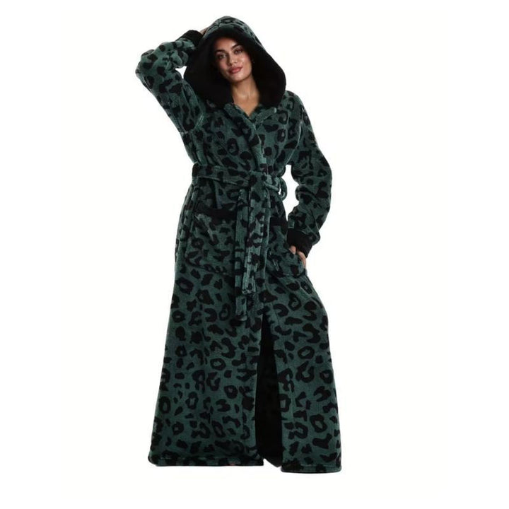 Leopard print lace-up bathrobe
