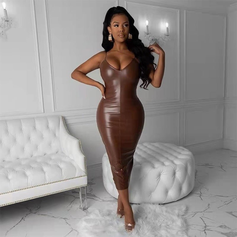 V-neck fitted slip dress