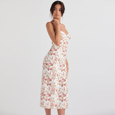 Small floral slit suspender dress