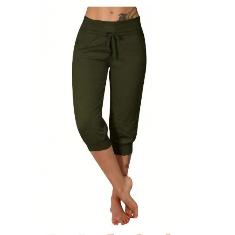 High-waisted drawstring pocket sweatpants