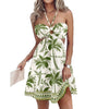Printed Strapless Hanging Neck Hollow Out Dresses