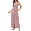 Round Neck Sleeveless Slim Long Casual Jumpsuit