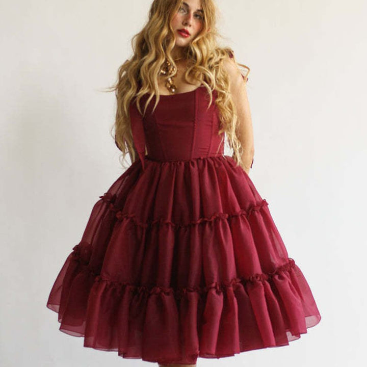 Solid color high-waisted sleeveless dress