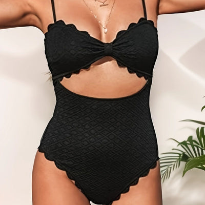 Lace Hanging Neck Backless One-piece Swimsuit