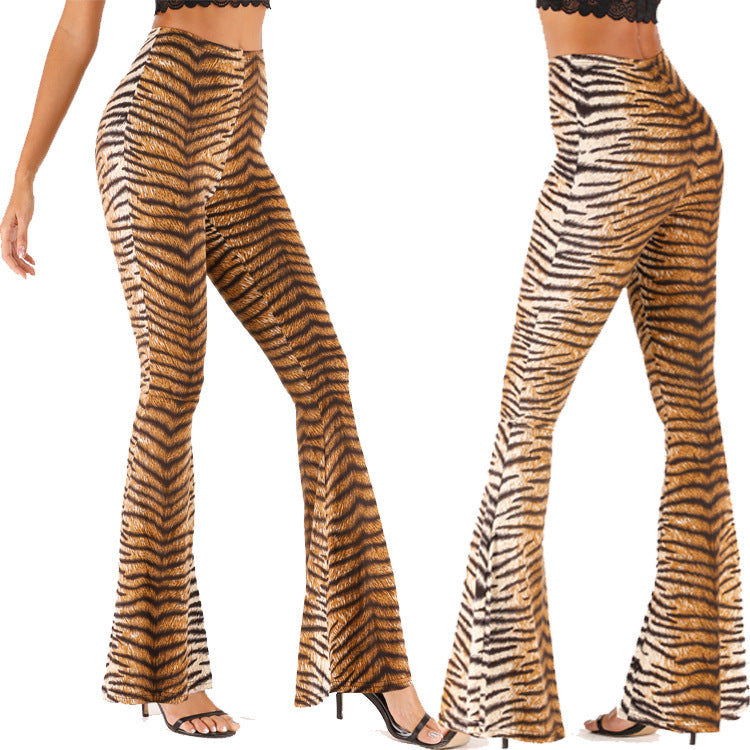 Leopard print flared women's sweatpants
