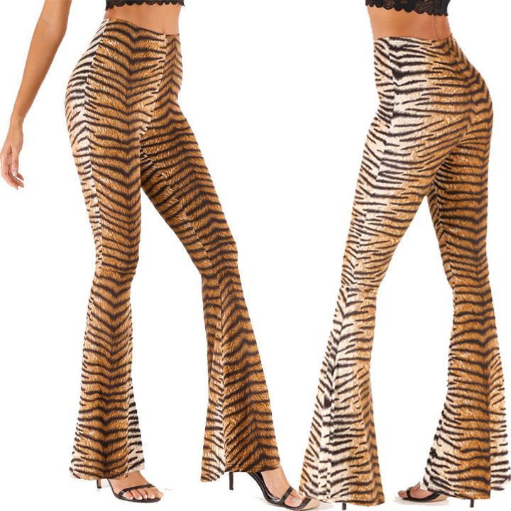 Leopard print flared women's sweatpants