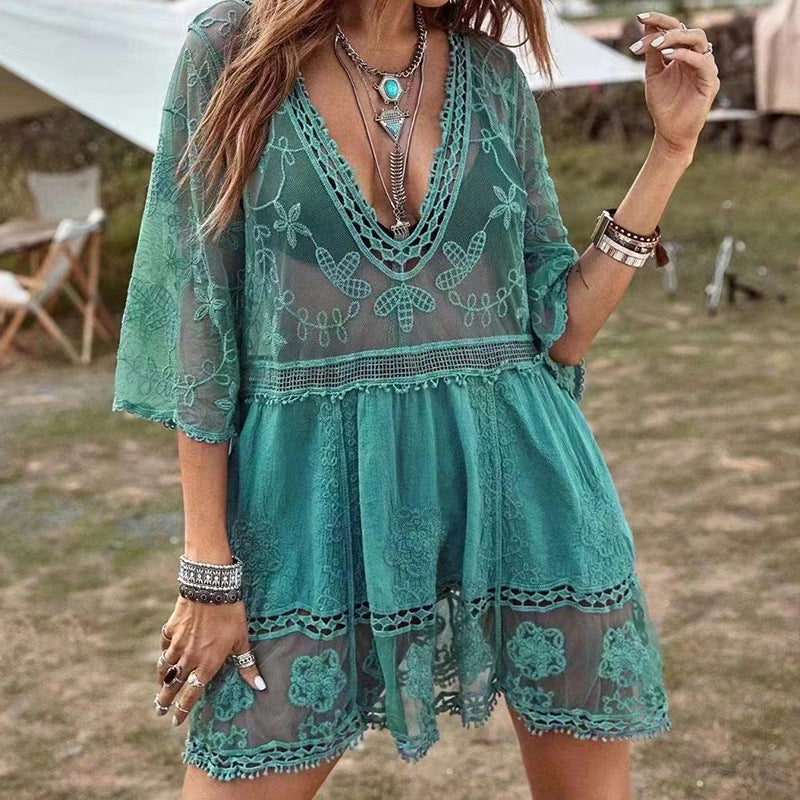 Lace Loose Beach Cover-up Dress