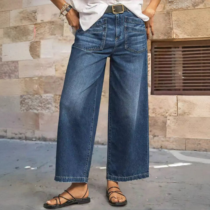 Retro slanted pocket jeans