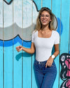 New Square Neck Short Sleeve Skinny Bodysuit