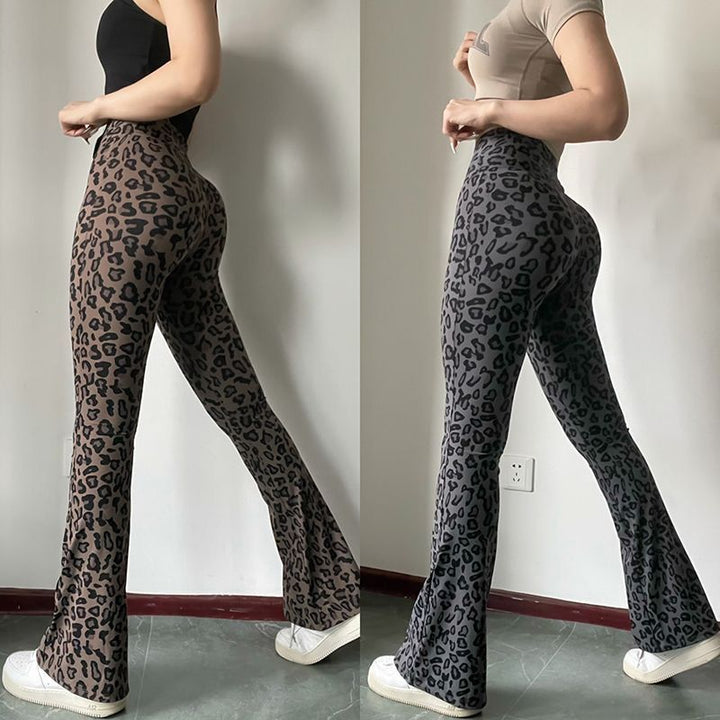 Leopard print high-waisted yoga pants