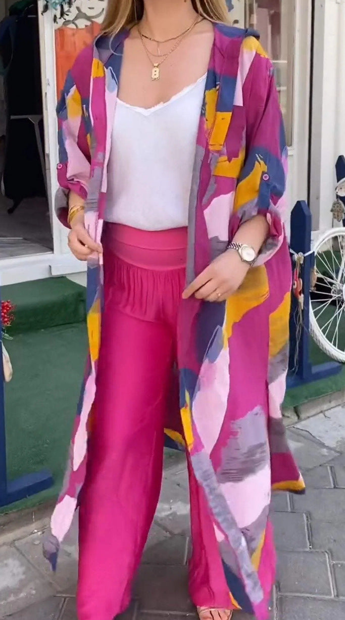 Women Colorful Sun Protective Casual Printed Long Thin Top