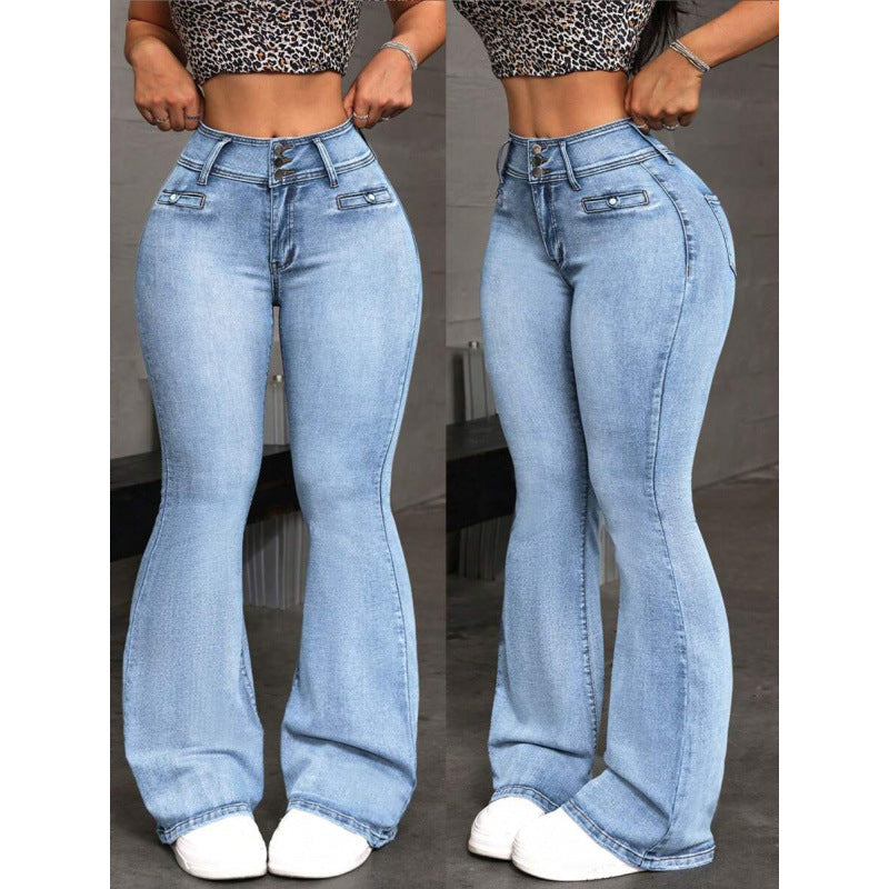 Slim-fit high-waisted flared jeans