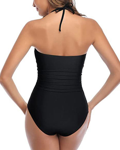 Tummy Tuck High Waist Hollow Out One-piece Swimsuit