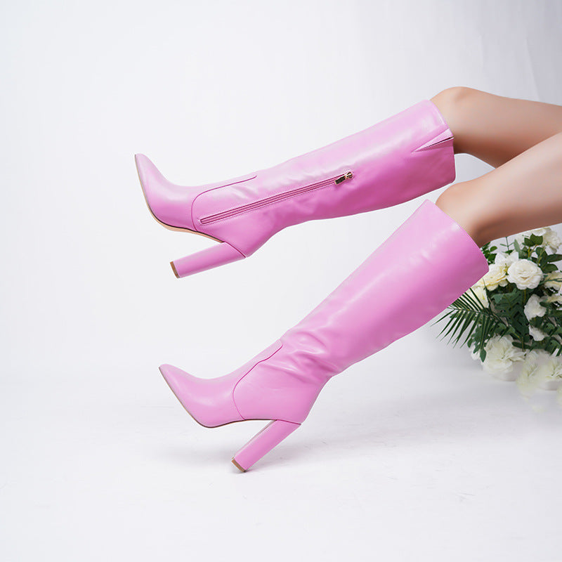 Chunky high-heeled boots