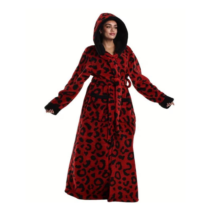 Leopard print lace-up bathrobe