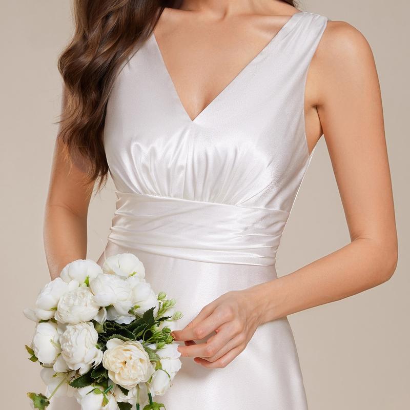 Women's V-neck satin formal dress