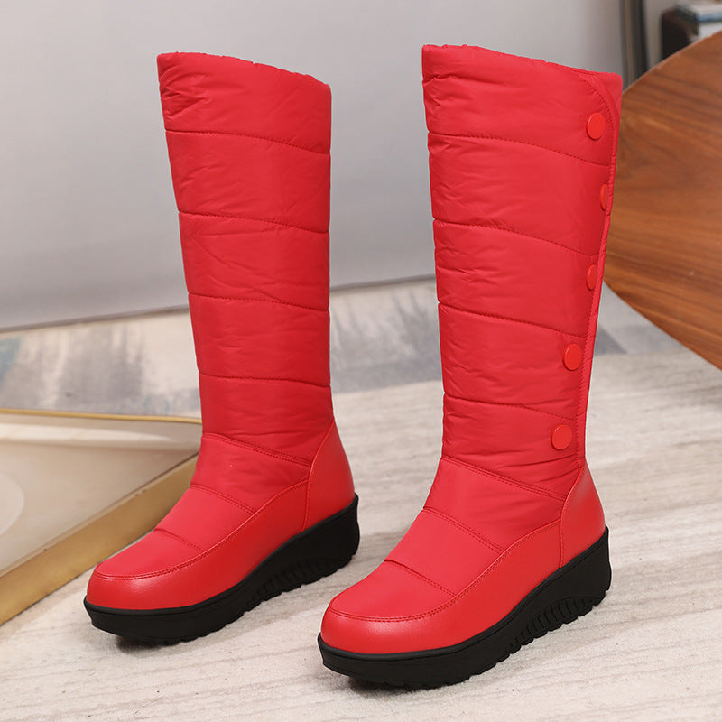 Fleece-lined Thick-soled Wedge Snow Boots
