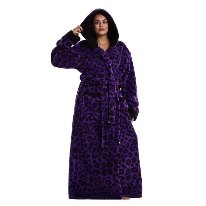 Leopard print lace-up bathrobe