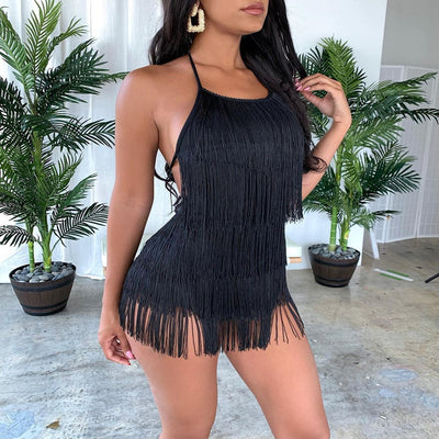 Backless Fringe Jumpsuit