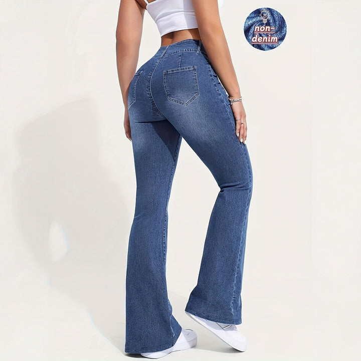 Slim-fit high-waisted flared jeans