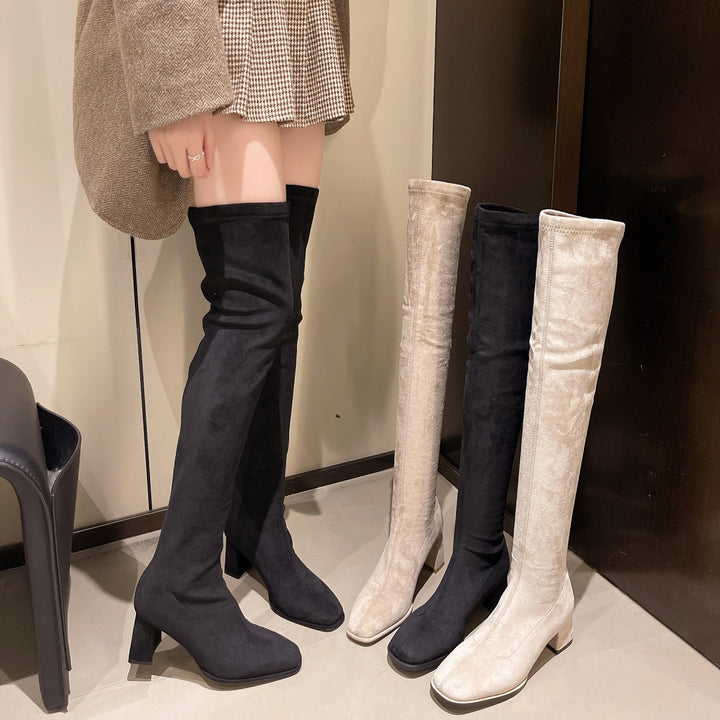 Casual stretch knee-high boots