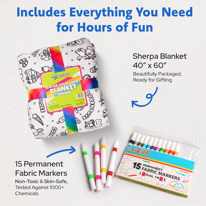 DIY Children's Coloring Blanket with Paintbrushes