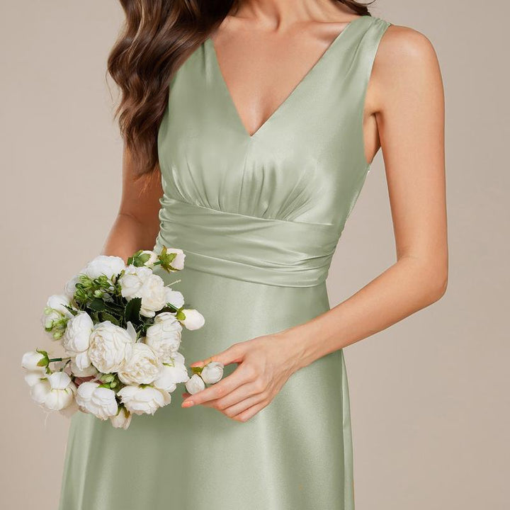Women's V-neck satin formal dress