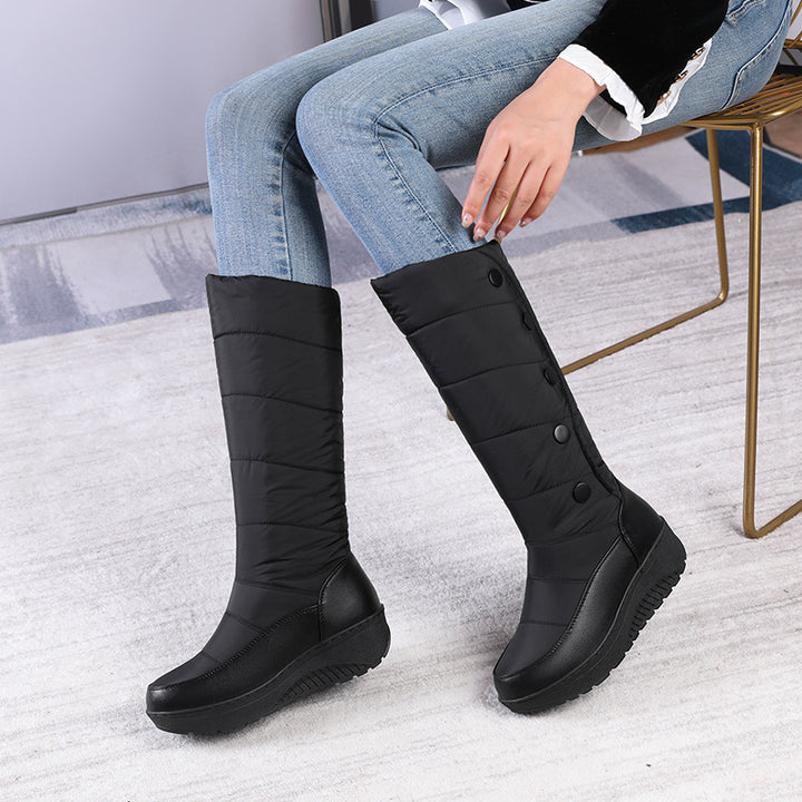 Fleece-lined Thick-soled Wedge Snow Boots