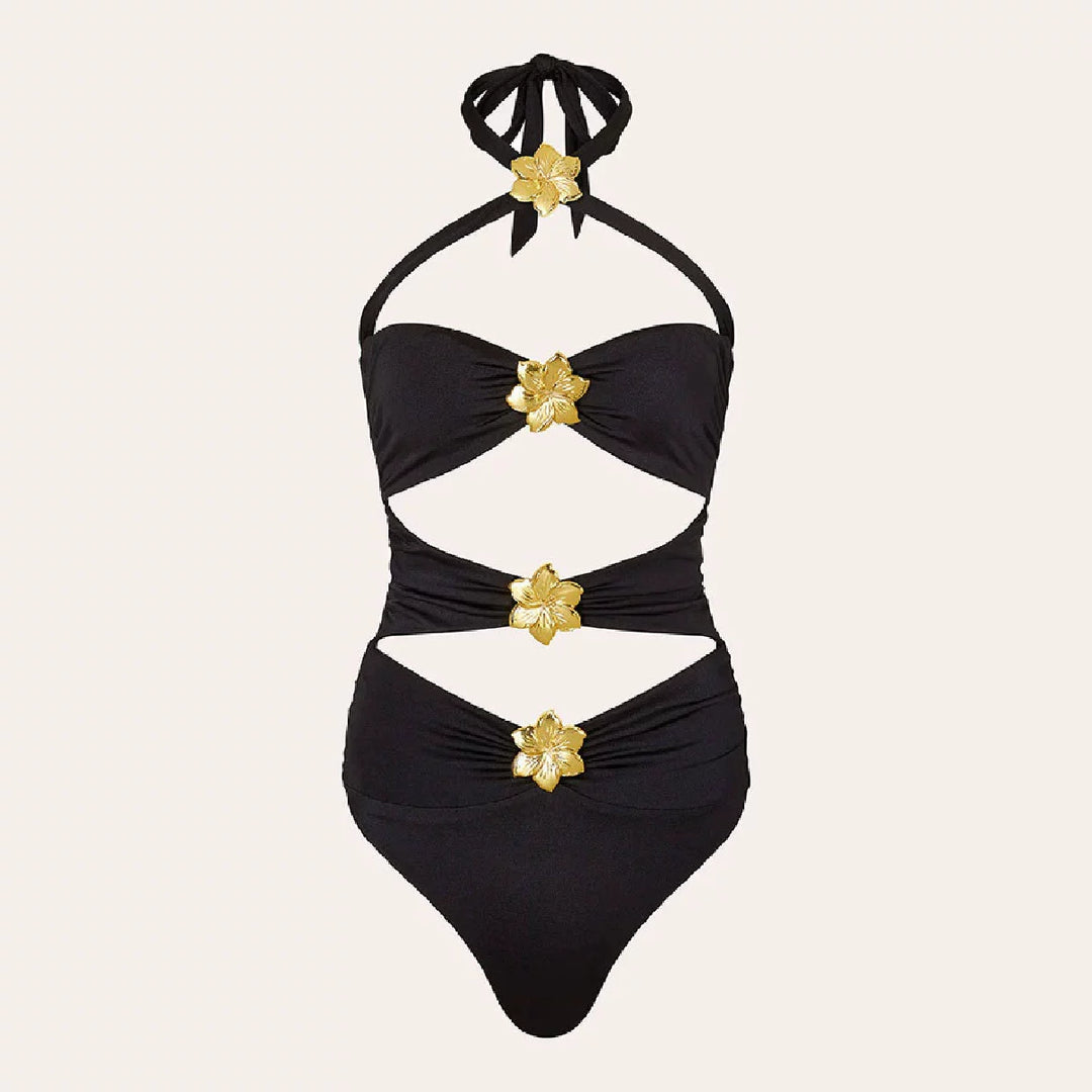Cut-out strappy one-piece swimsuit