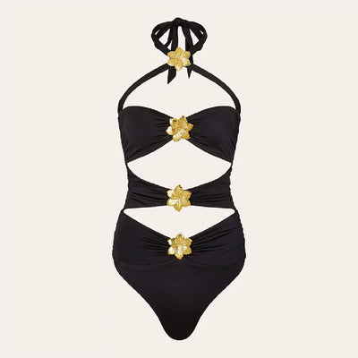 Cut-out strappy one-piece swimsuit