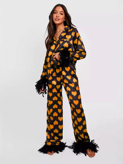 Ice silk shirt long pants loose pajamas