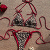 Leopard Print Colorblocked Separate Swimsuit