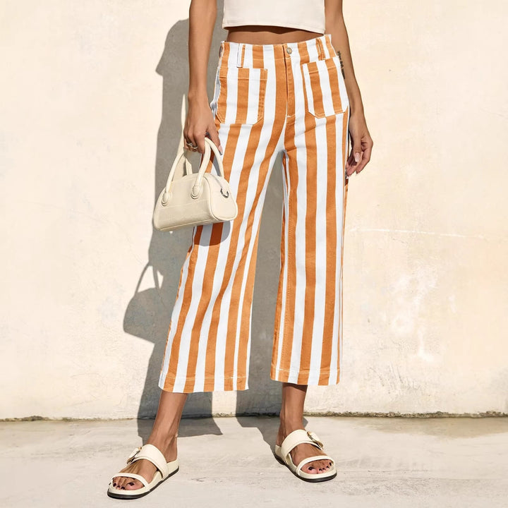 Striped Print Fashion Casual Jeans