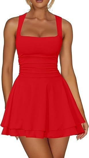 Square neck short dress