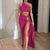 One-shoulder strappy split half-body dress two-piece set