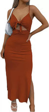 Lace-up Cutout Side Slit Long Skirt