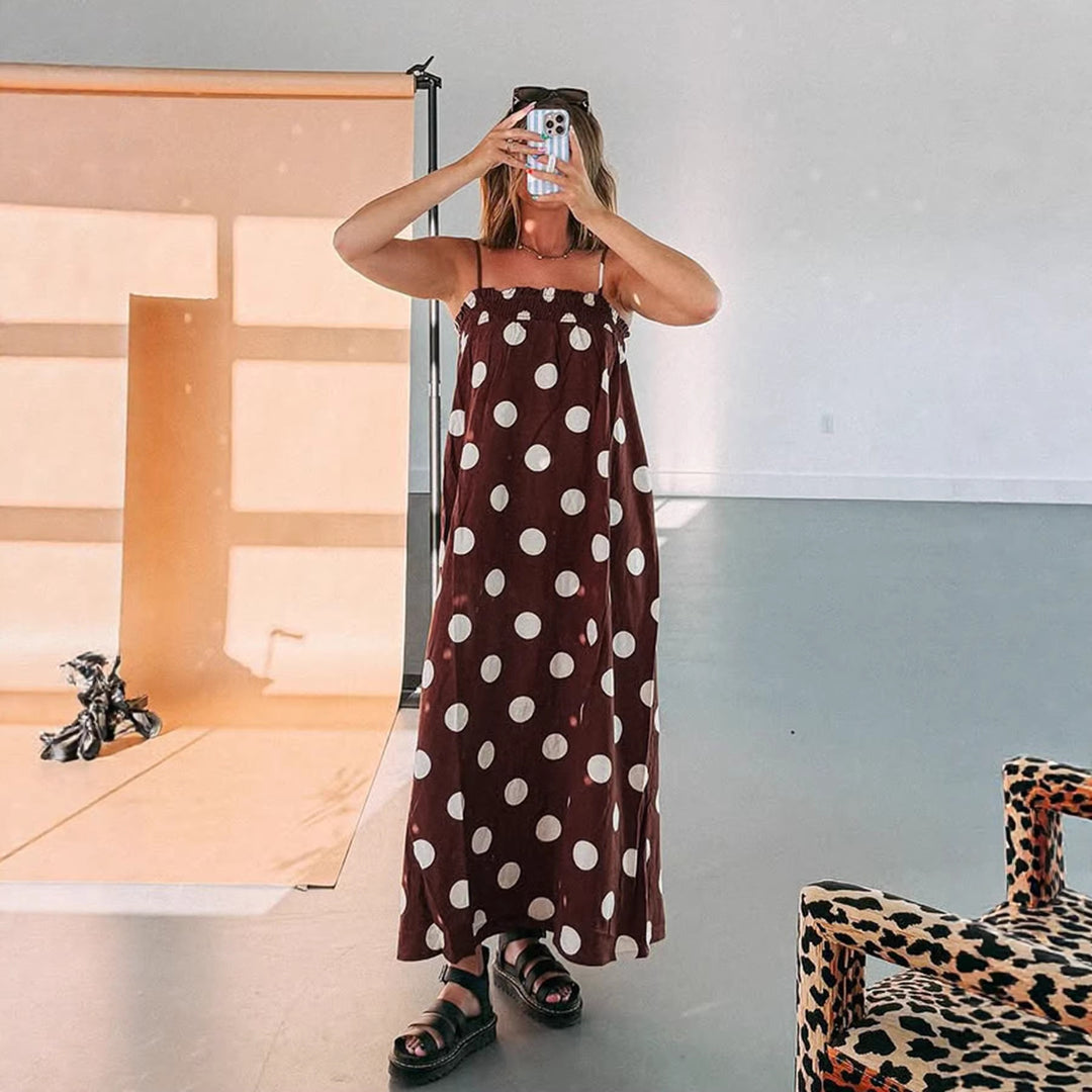 Polka dot print long dress