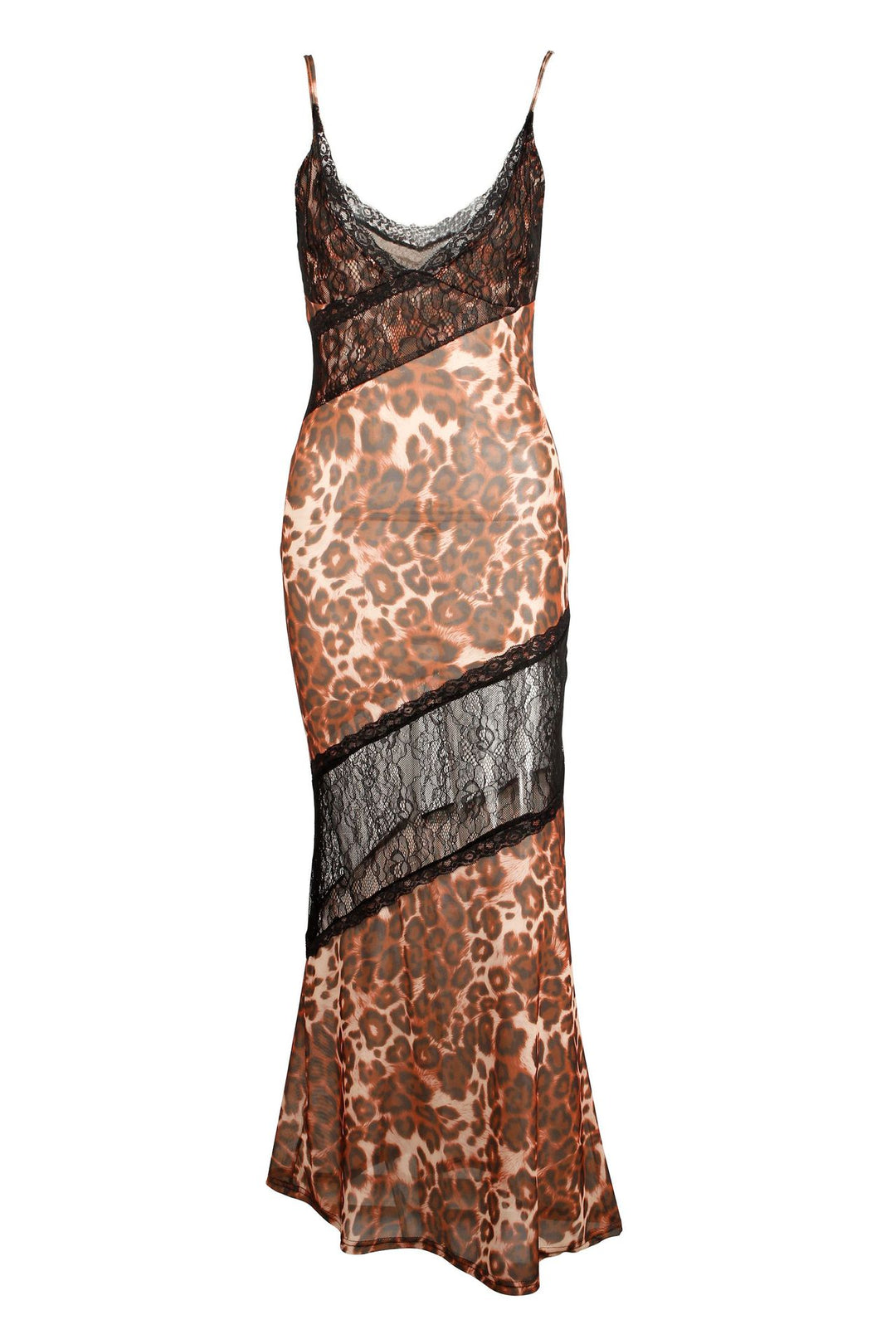 Spaghetti strap lace waist-cinching dress