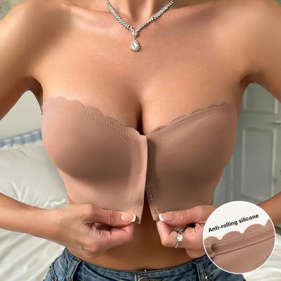 Front buckle wavy edge bra