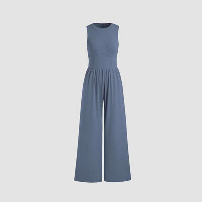 Round Neck Sleeveless Slim Long Casual Jumpsuit