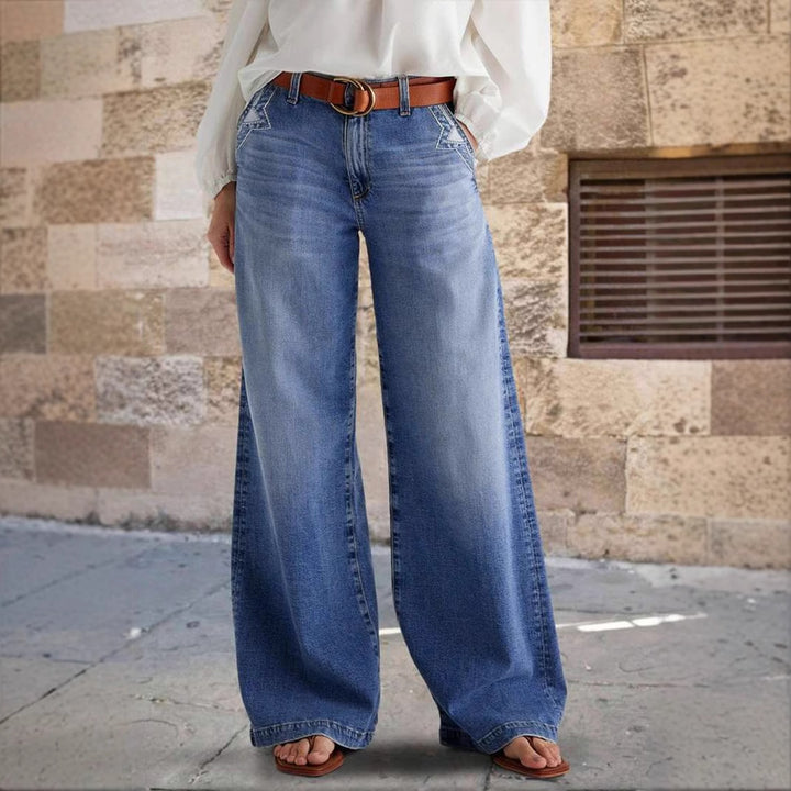 Retro straight leg casual jeans
