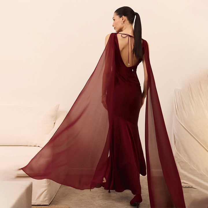 Solid color sleeveless V-neck tie-back dress