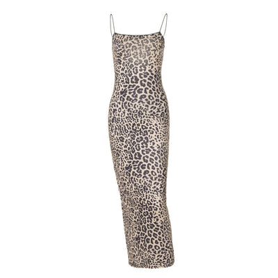 Backless fitted suspender dress